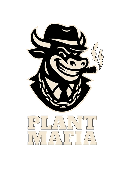Plant Mafia logo - a mafia-styled bull smoking a cigar